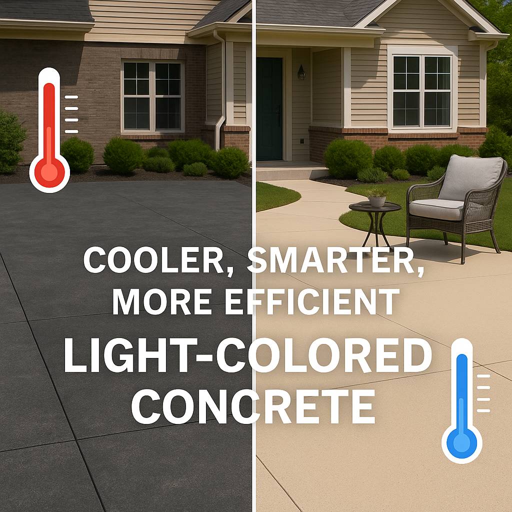 An image of cooler light concrete vs dark concrete by Titan Concrete Company